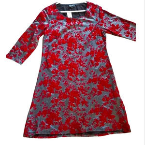 Le Grenier Red & Silver Burnout Velvet Mini Dress NWT Size Small